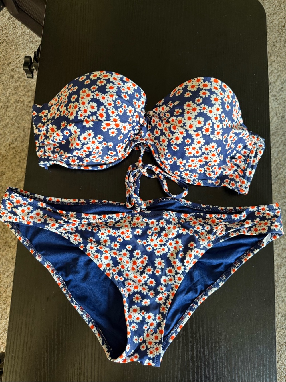 Old Navy Navy Blue Daisy Print Bikini Set
